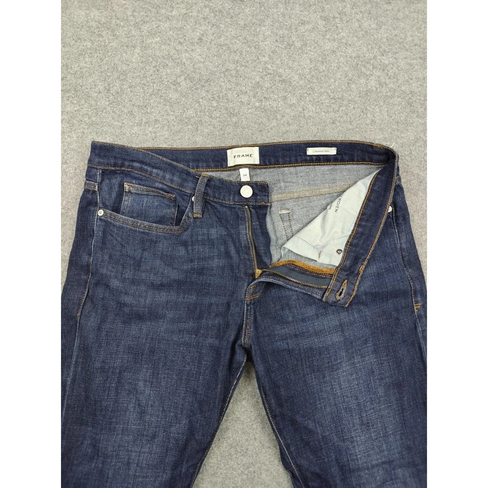 Frame L'Homme Slim‎ Jeans Mens 34x32 Blue Dark Wash Slim Tapered Denim Pants